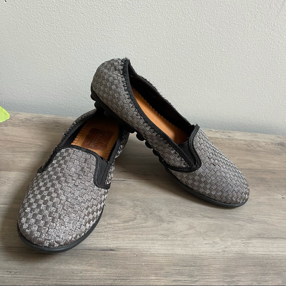Bernie Mev Loafers Silver Black Metallic Flats
